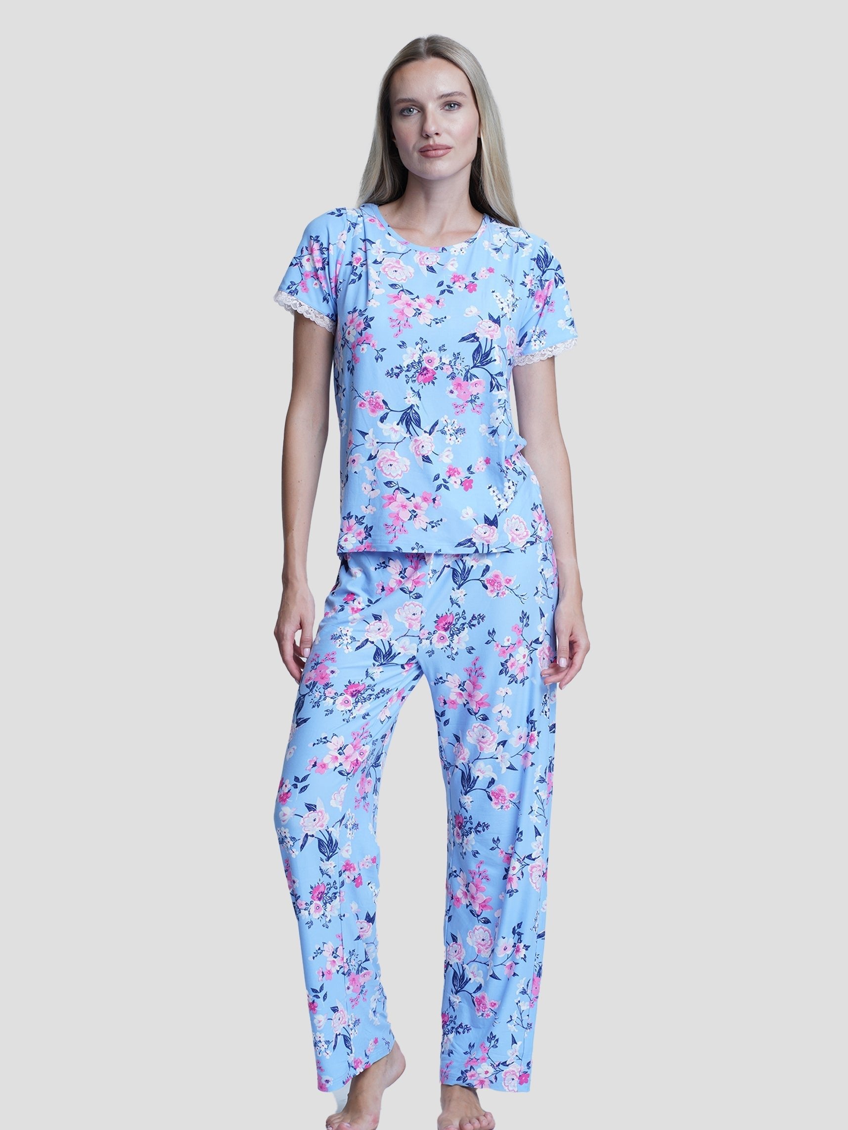Menore Pajamas Set Short Sleeve Sleepwear Comfy Soft Ladies Button