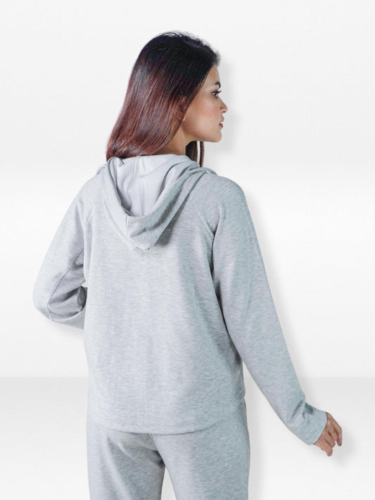 Women’s Cropped Zip-Up Hoodie – Soft knitted Blend Long Sleeve Hoodie with Zipper, Casual & Stylish Everyday Wear