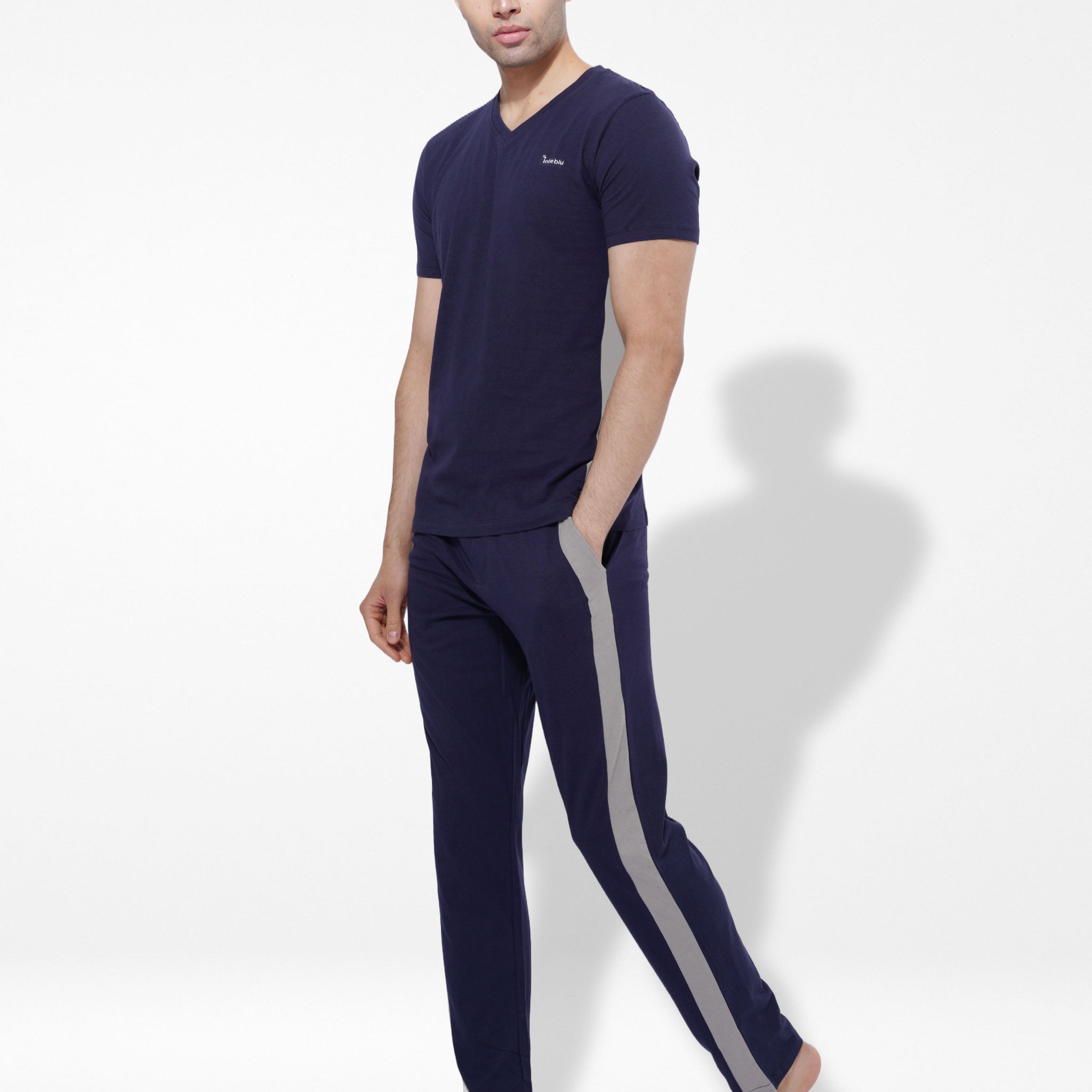 Men's Cotton Stripe T-Shirt & Pants Set | Inteblu - Inteblu™