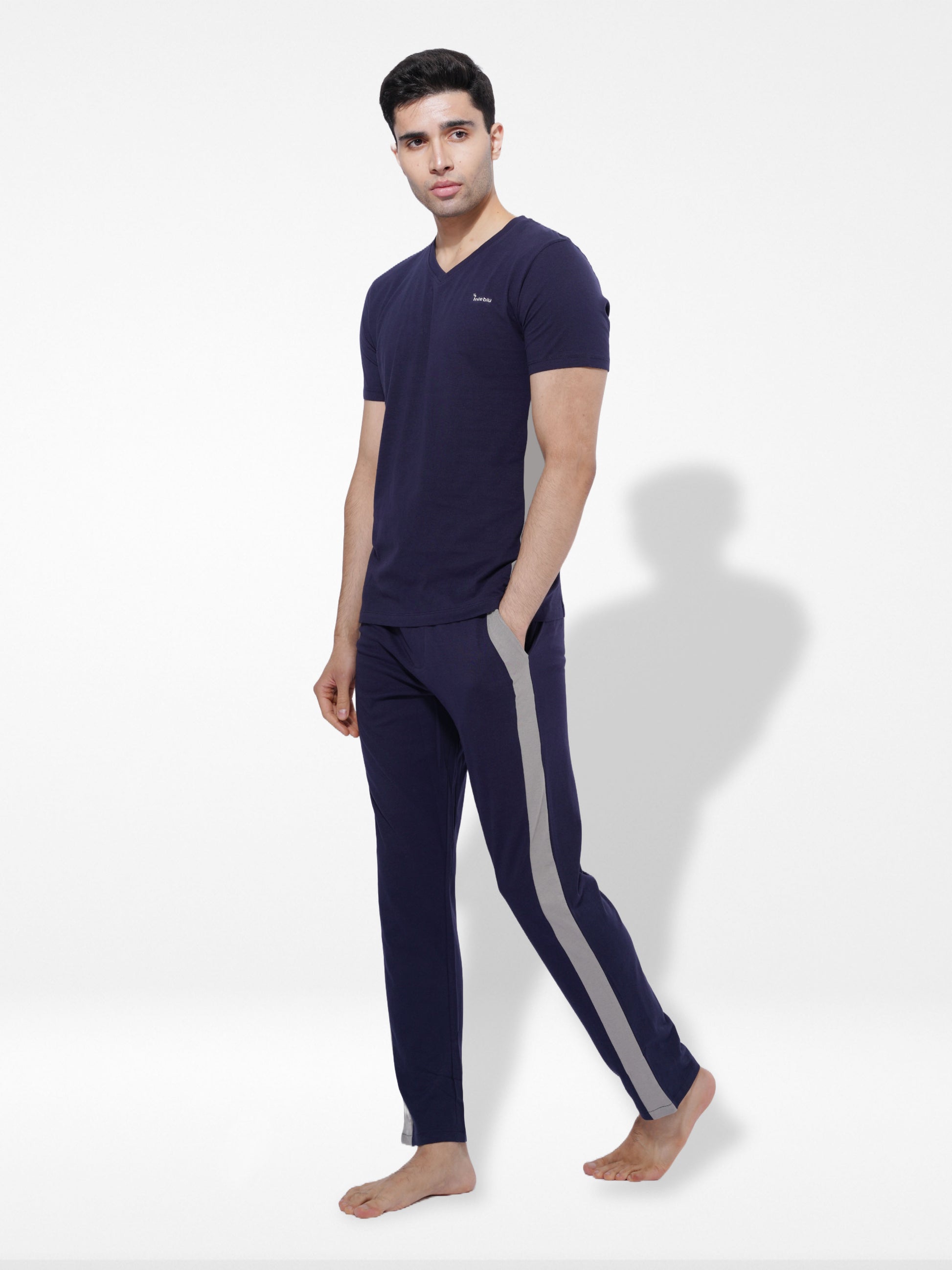 Men's Cotton Stripe T-Shirt & Pants Set | Inteblu - Inteblu™