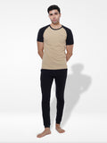 Men’s Cotton T-shirt with contrasting sleeves | Black - Inteblu™