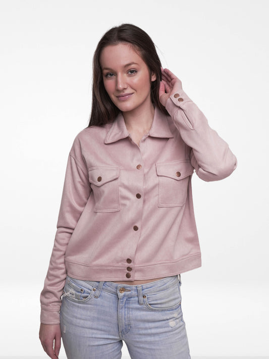 Women Button Regular Fit Suede peach whip Short Coat Jacket - Inteblu™