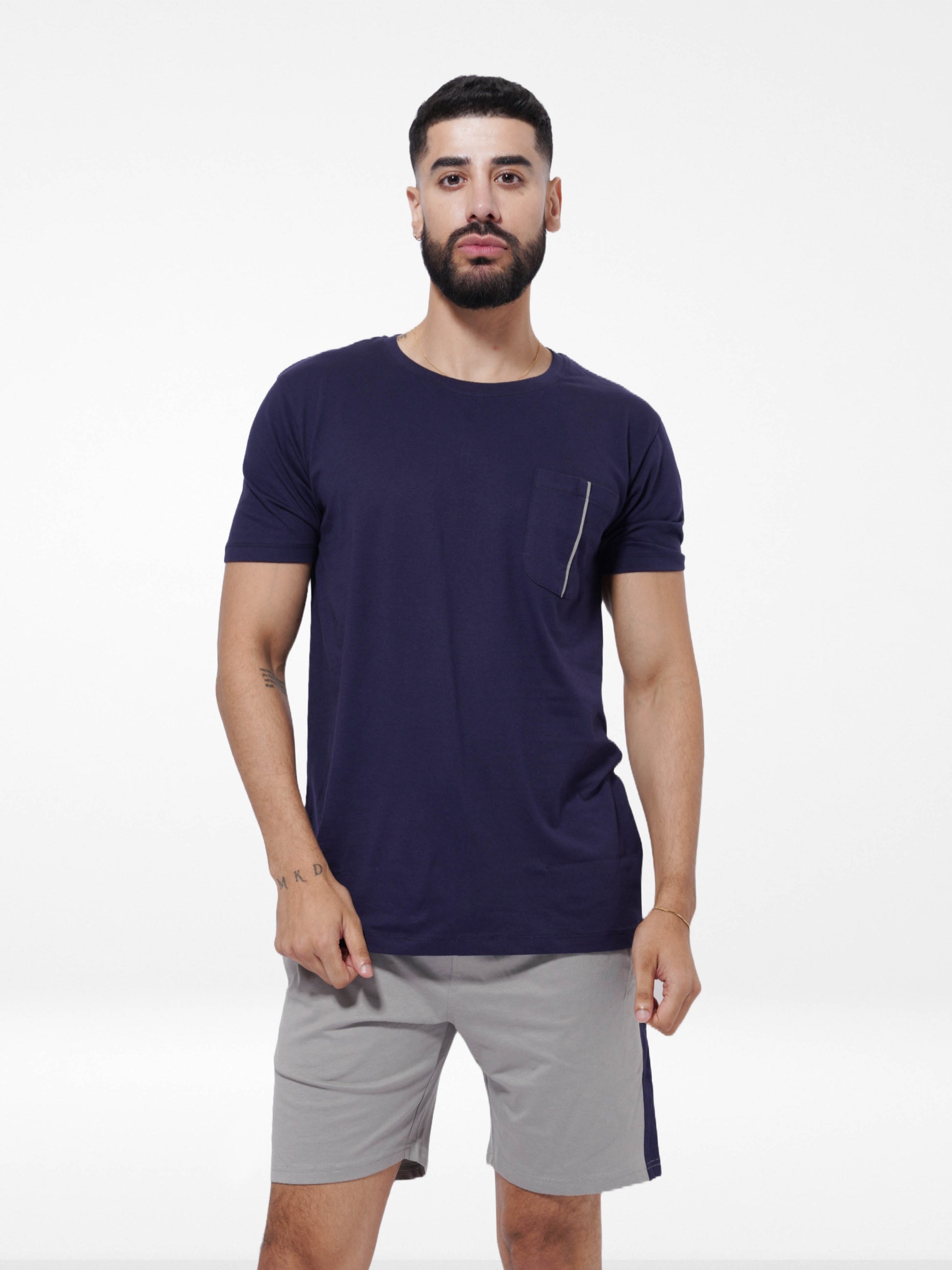 Men's Cotton Pocket T-Shirt & Short’s Set | BLUE - Inteblu™