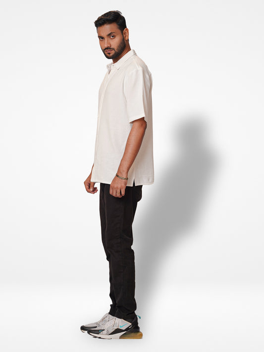 Men Half Sleeve White Solid Collar Shirt - Inteblu™