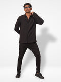 Men's Full Sleeve Casual Shirt Spread Collar Black - Inteblu™