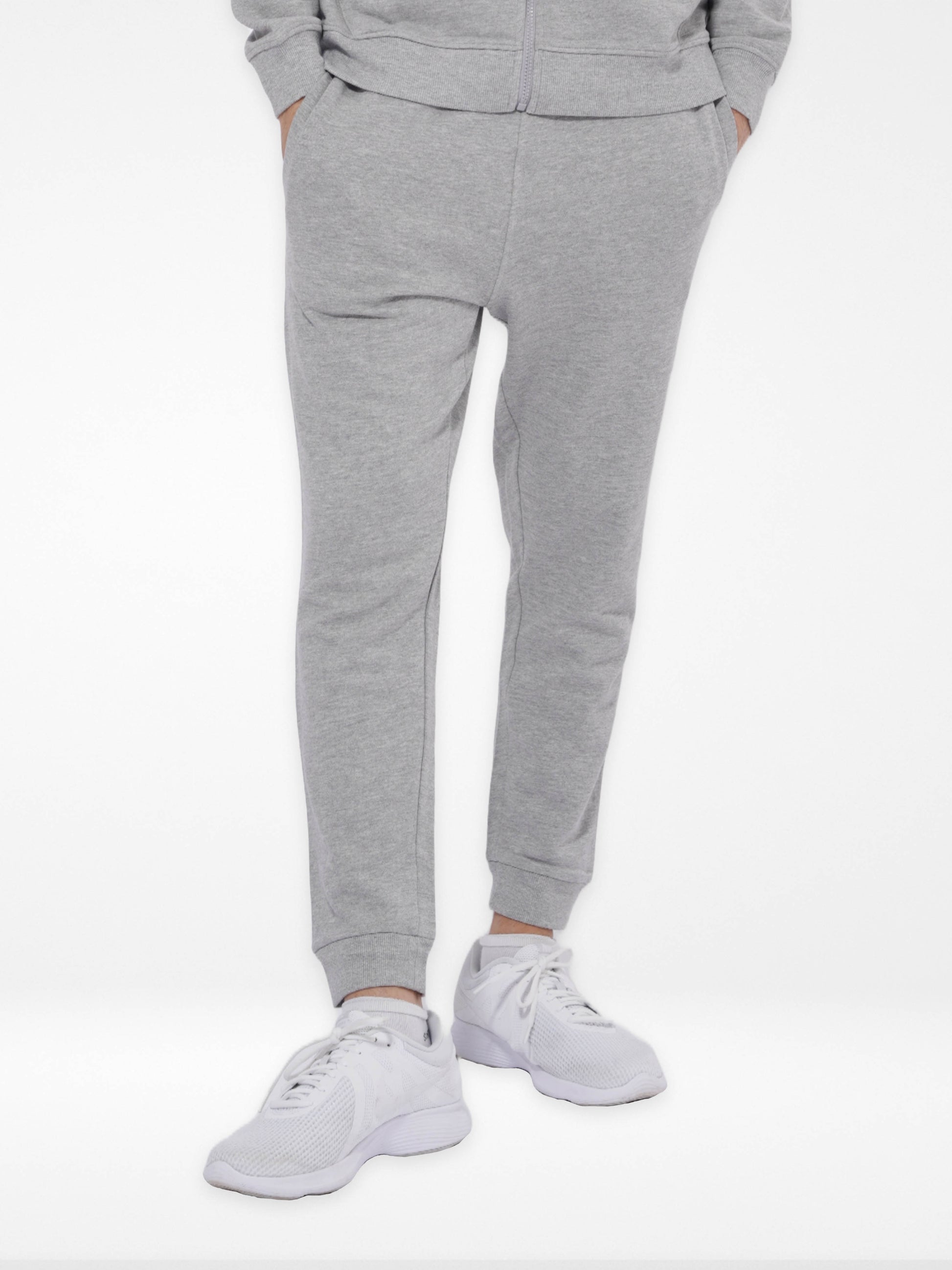 Terry Joggers Mens Jogger Pants Short Length Men Grey Mélange Slim