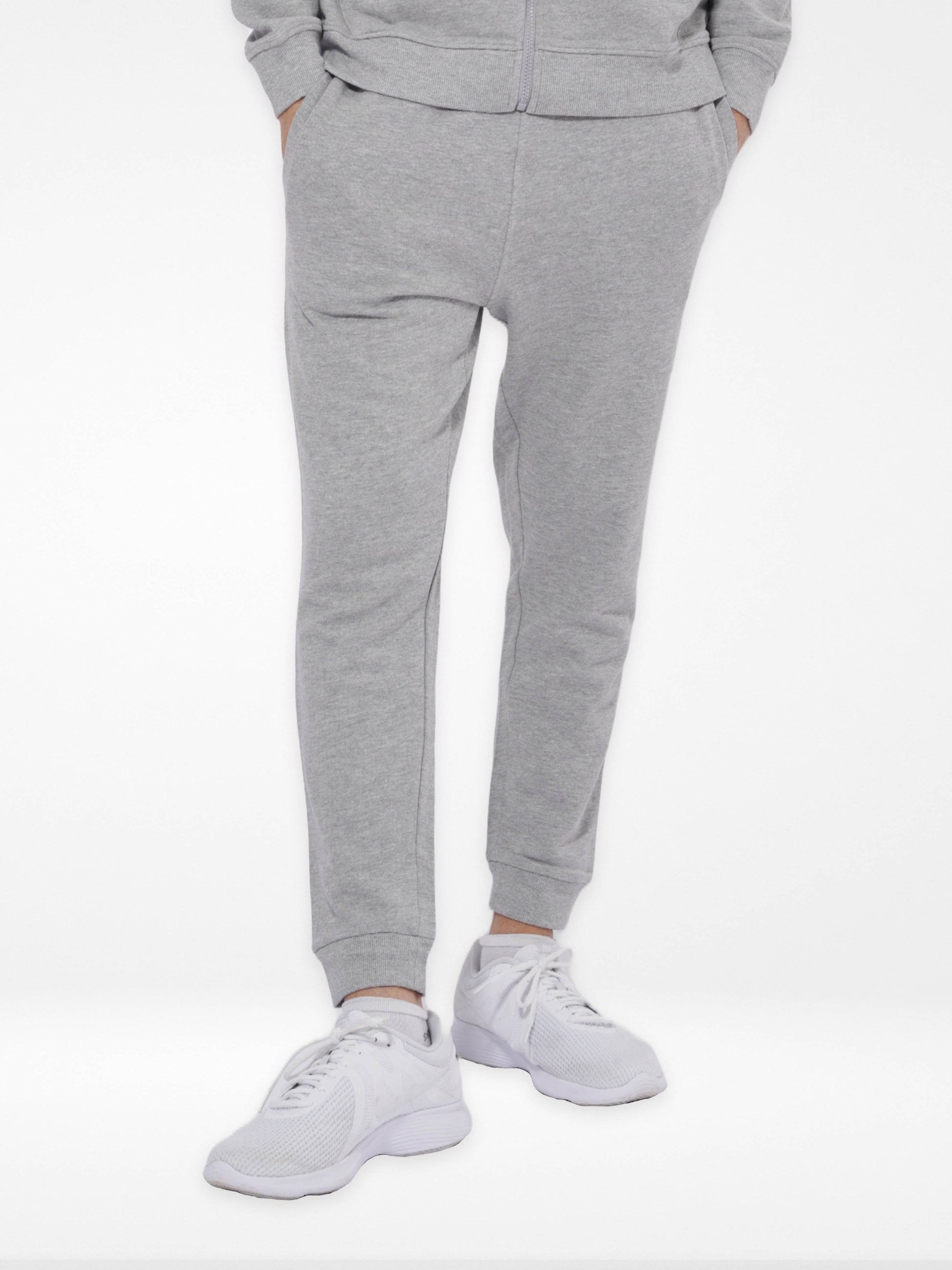 Men Grey Mélange Slim Fit Short-Length Terry Joggers - Inteblu™