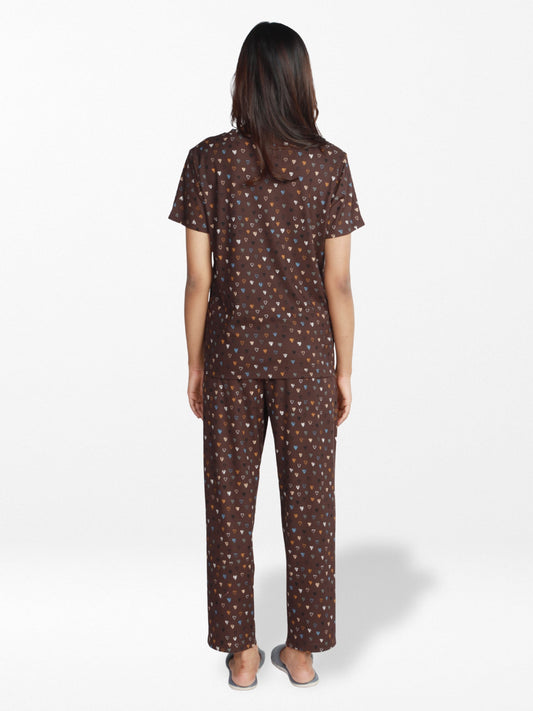 Women’s 2 Piece  All Over Printed Loungewear Set – Short Sleeve Top &amp; Pants | Casual Lounge Outfit, Soft Pajama Set, Summer Sleepwear for Women