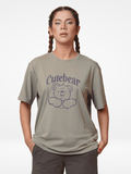 Women Cute Bear Print T-shirt with Short Sleeves and Round Neck - Inteblu™