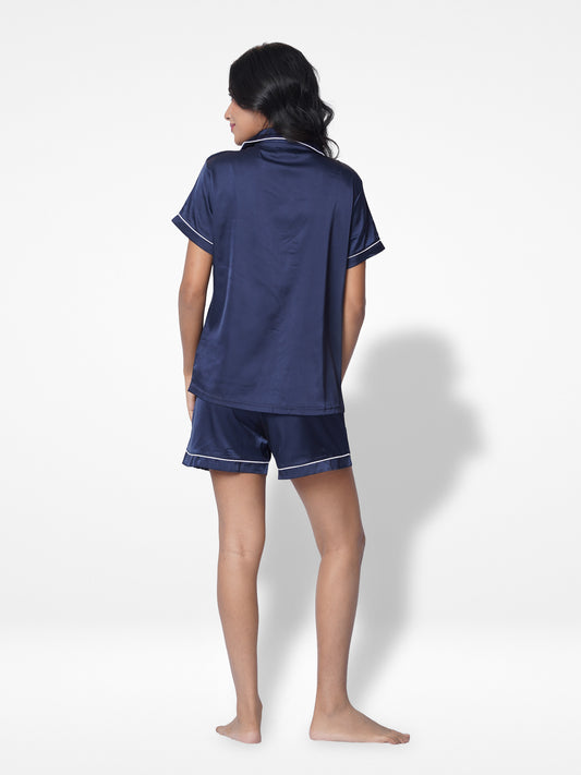 Women's Satin Notch collar Short Sleepwear Set |Satin Fabric