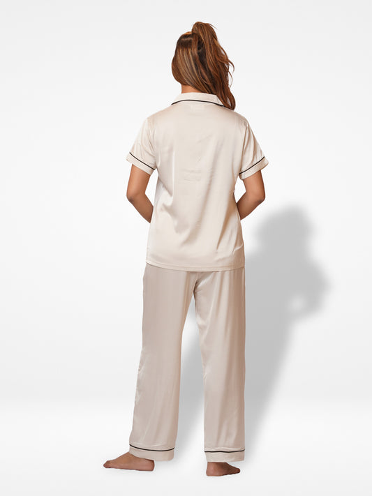 Women Satin Sleepwear Notch collar sleepwear set in Satin fabric - Inteblu™