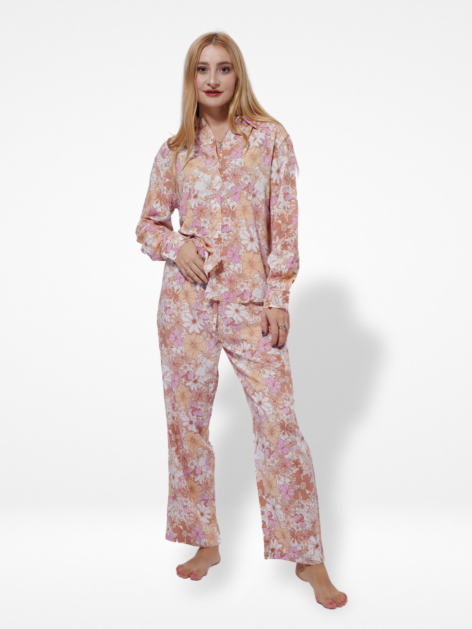 Women Floral Print AOP Co-Ord Set with Luxury Details - Inteblu™