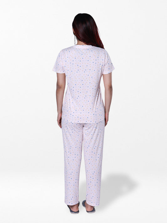 Women’s 2 Piece  All Over Printed Loungewear Set – Short Sleeve Top &amp; Pants | Casual Lounge Outfit, Soft Pajama Set, Summer Sleepwear for Women