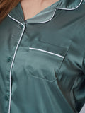 Women's Satin Notch collar & Full Sleeve Sleepwear set |Satin Fabric - Inteblu™