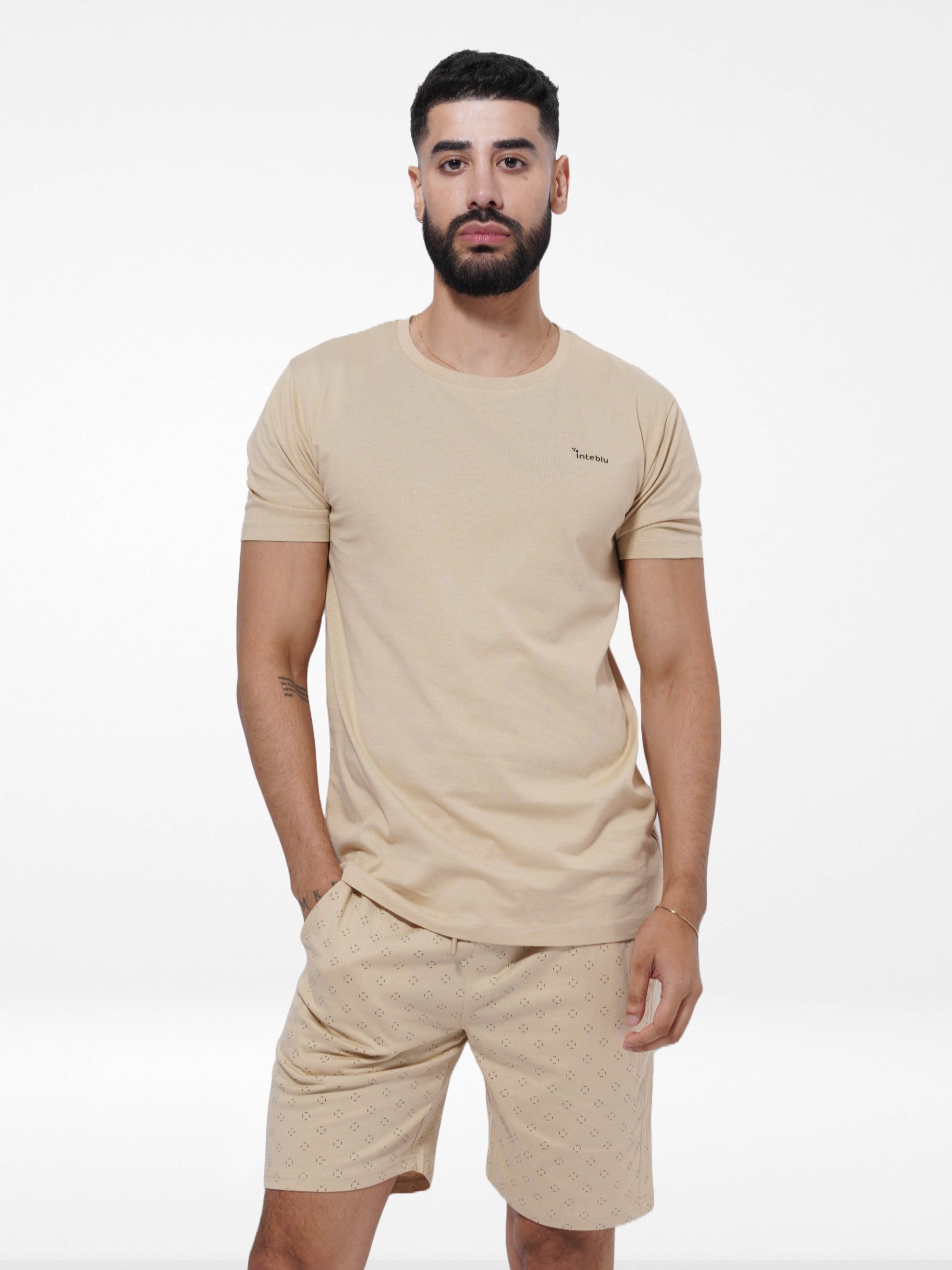 Slim Fit T-Shirt & Shorts Set - Printed Summer Outfit - Inteblu™