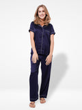 Jacquard Dobby Satin Women Sleepwear Notch collar sleepwear set in Satin fabric - Inteblu™
