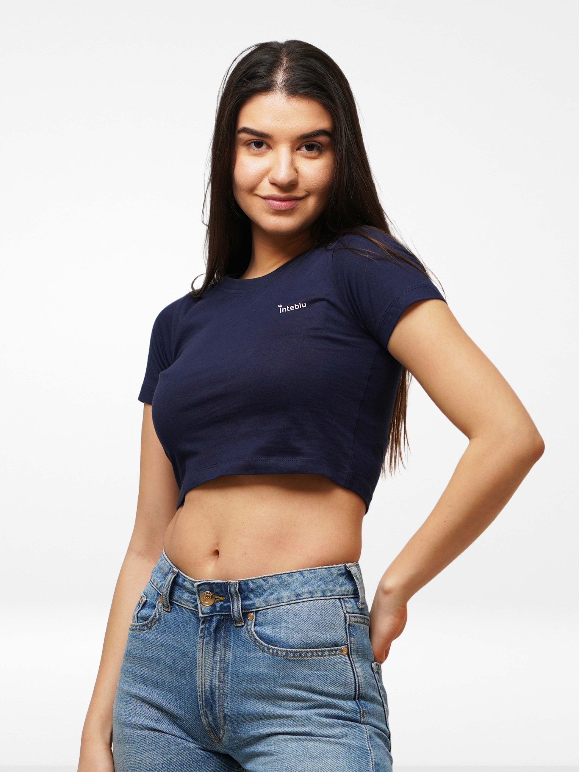 Women Crew Neck Cropped T-Shirt - Inteblu™