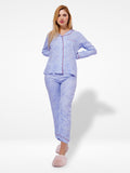 Women viscose Printed Blue Floral Night Suit Set of Shirt & Pyjama, Night wear Dress - Inteblu™