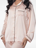 Women's Satin Notch collar & Full Sleeve Sleepwear set |Satin Fabric - Inteblu™