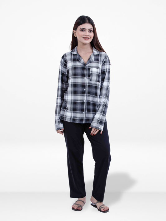 Women’s Classic Button-Down Pajama Set – Soft Yummy Fabric Sleepwear | Long Sleeve Notch Collar Top & Full-Length Pants | Cozy Loungewear for Night & Home