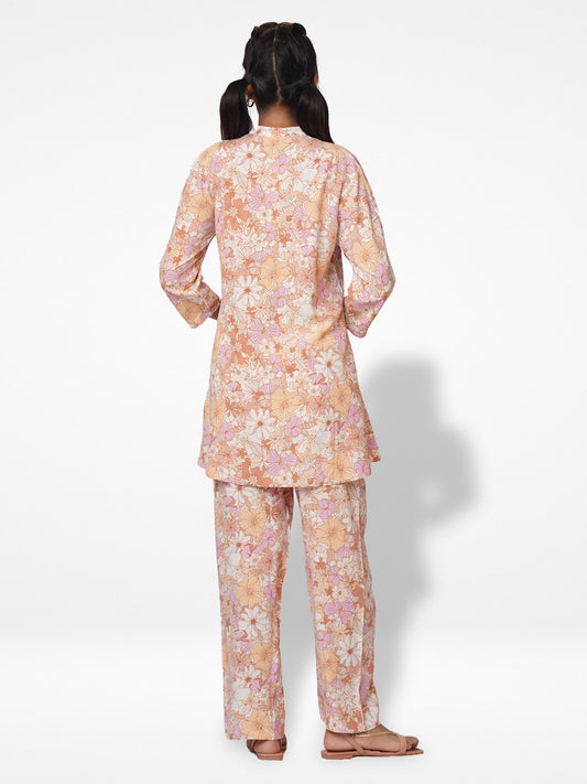 Women Floral Print AOP Co-Ord Set with Luxury Details