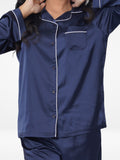 Women's Satin Notch collar & Full Sleeve Sleepwear set |Satin Fabric - Inteblu™