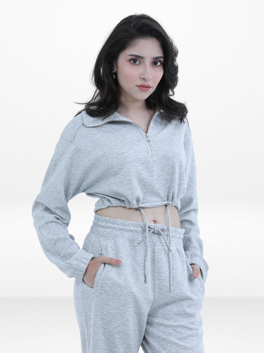 Women’s Long Sleeve Cropped Top Half Zip Pullover Sweatshirt | Trendy Relaxed Fit , Hoodie for Casual & Athleisure Wear