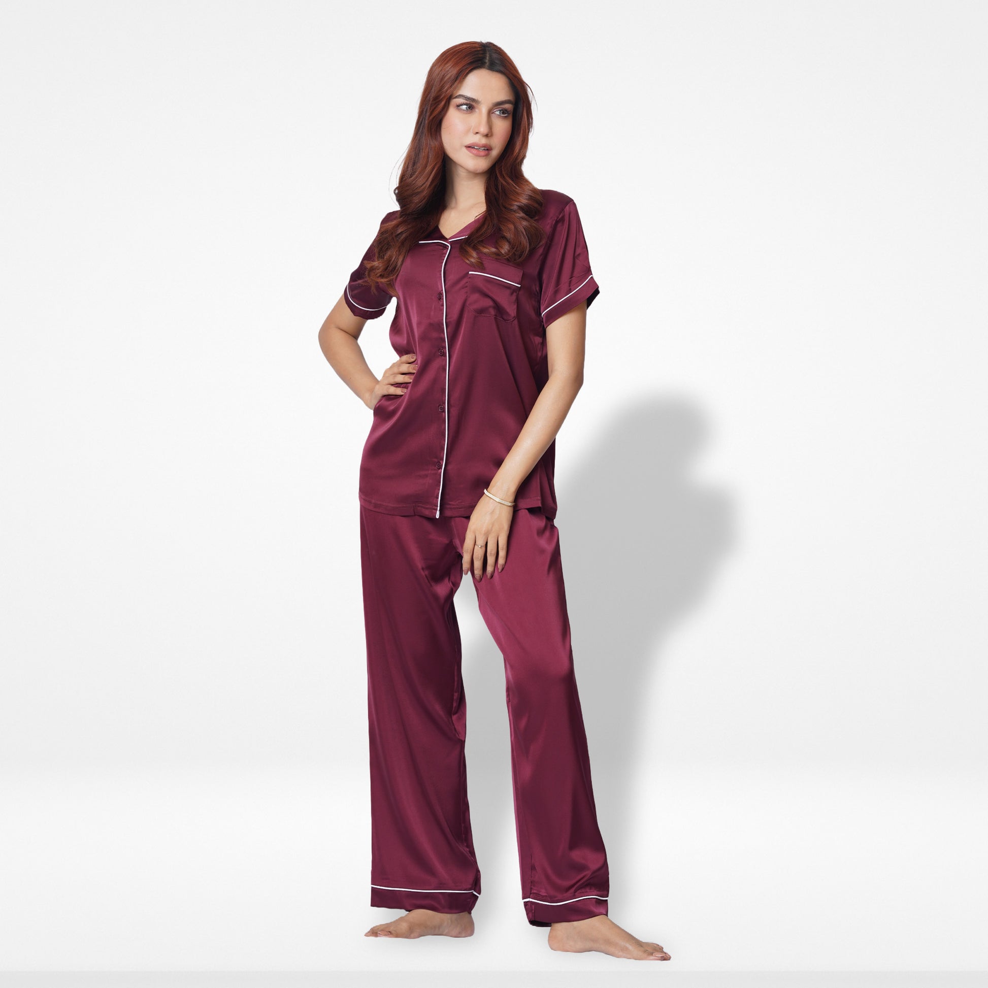 Women's Short-Sleeve Satin Pajama Set (Copy) - Inteblu™