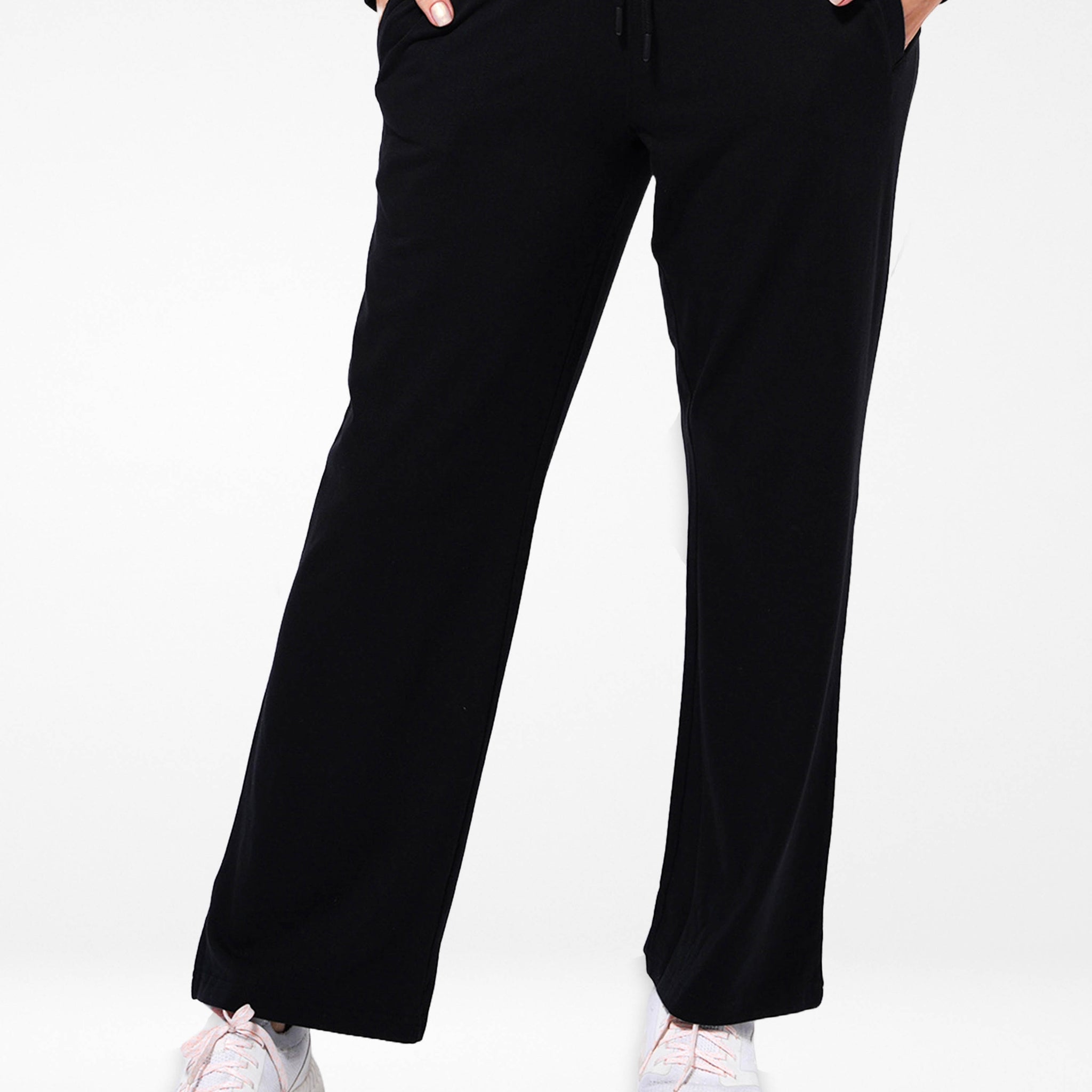 Cozy Open Leg Palazzo Sweatpants | Black - Inteblu™