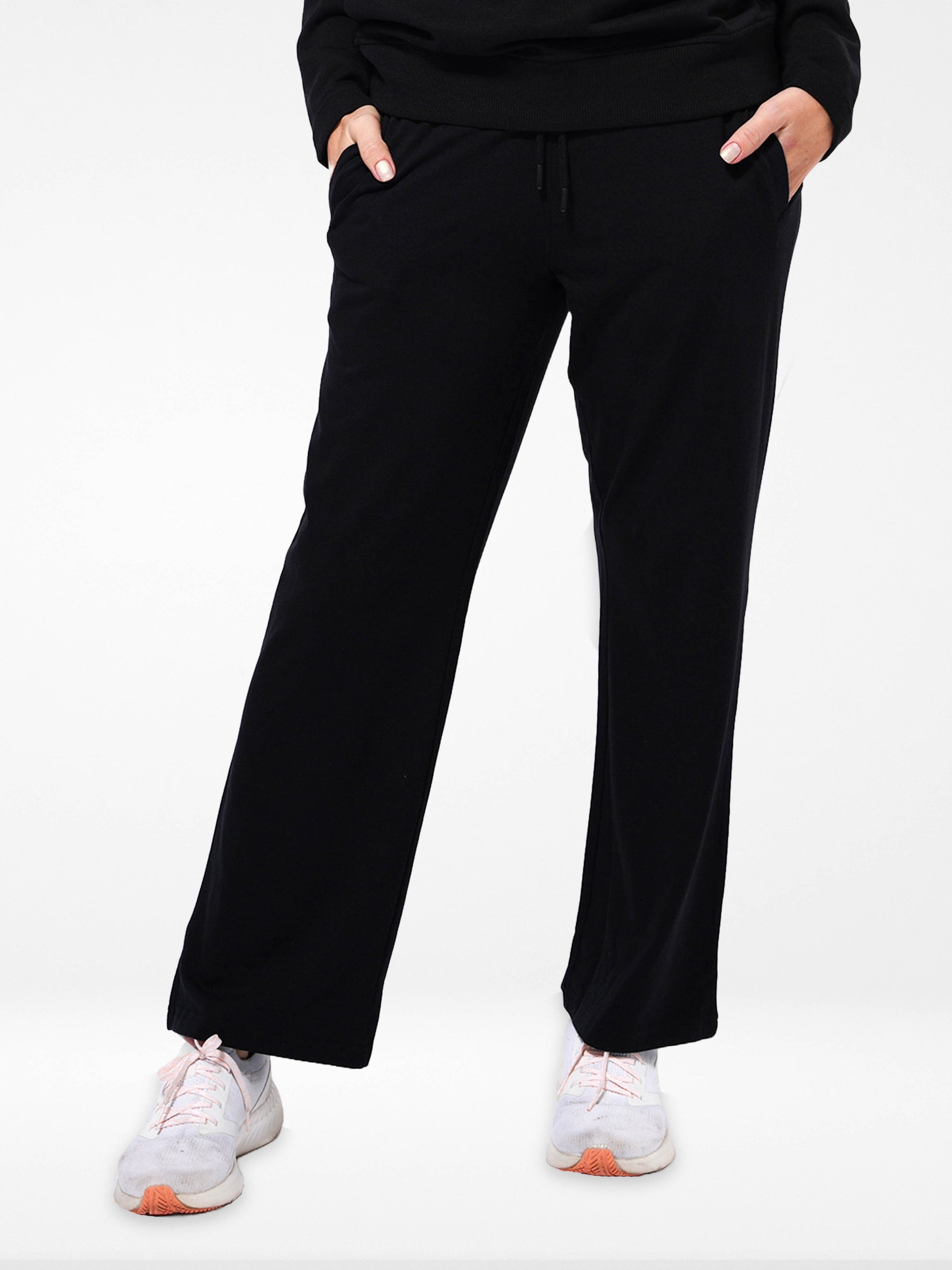 Cozy Open Leg Palazzo Sweatpants | Black - Inteblu™