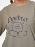 Women Cute Bear Print T-shirt with Short Sleeves and Round Neck - Inteblu™