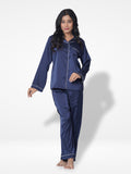 Women's Satin Notch collar & Full Sleeve Sleepwear set |Satin Fabric - Inteblu™