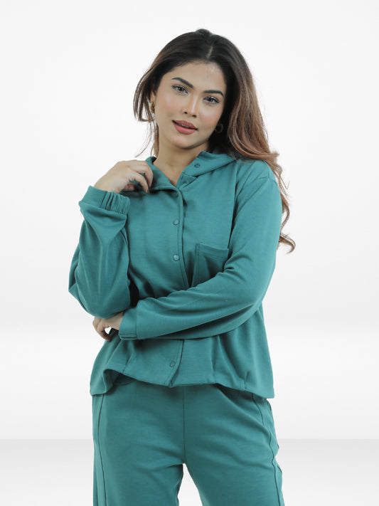 Women Button Down Hoodie – Long Sleeve Pullover Fall Winter Jacket, Casual Warm Outerwear for Everyday Wear