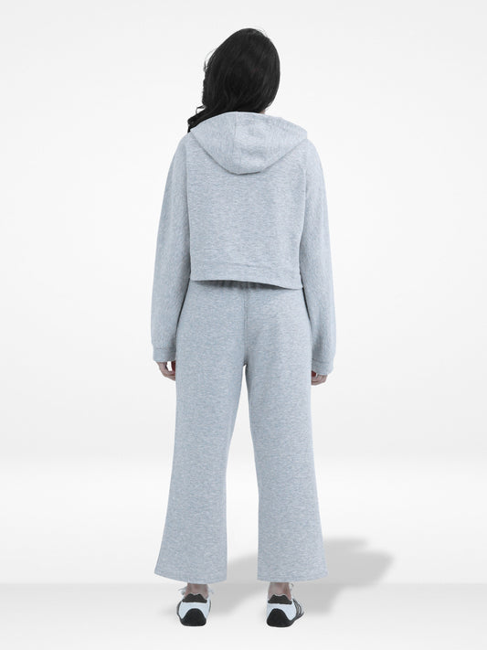 Women’s Crop Hoodie – Casual Solid Long Sleeve Zip-Up Sweatshirt with Drawstring Hood, Trendy Cropped Fit for Everyday Wear