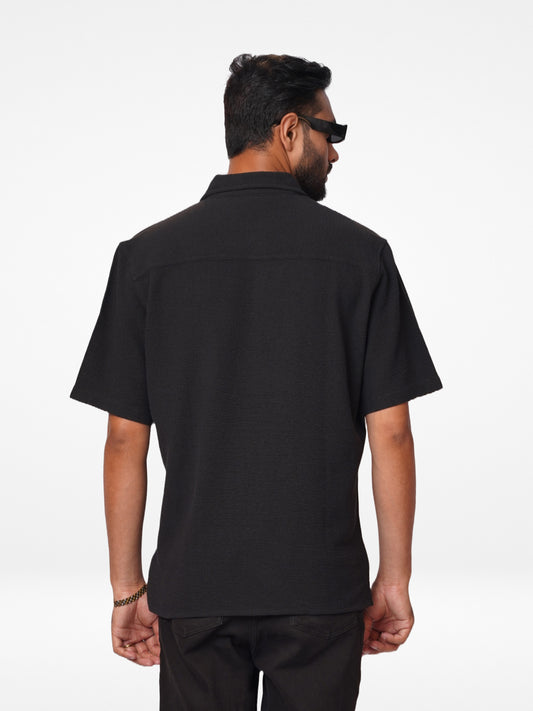 Men Half Sleeve Black Solid Collar Shirt - Inteblu™