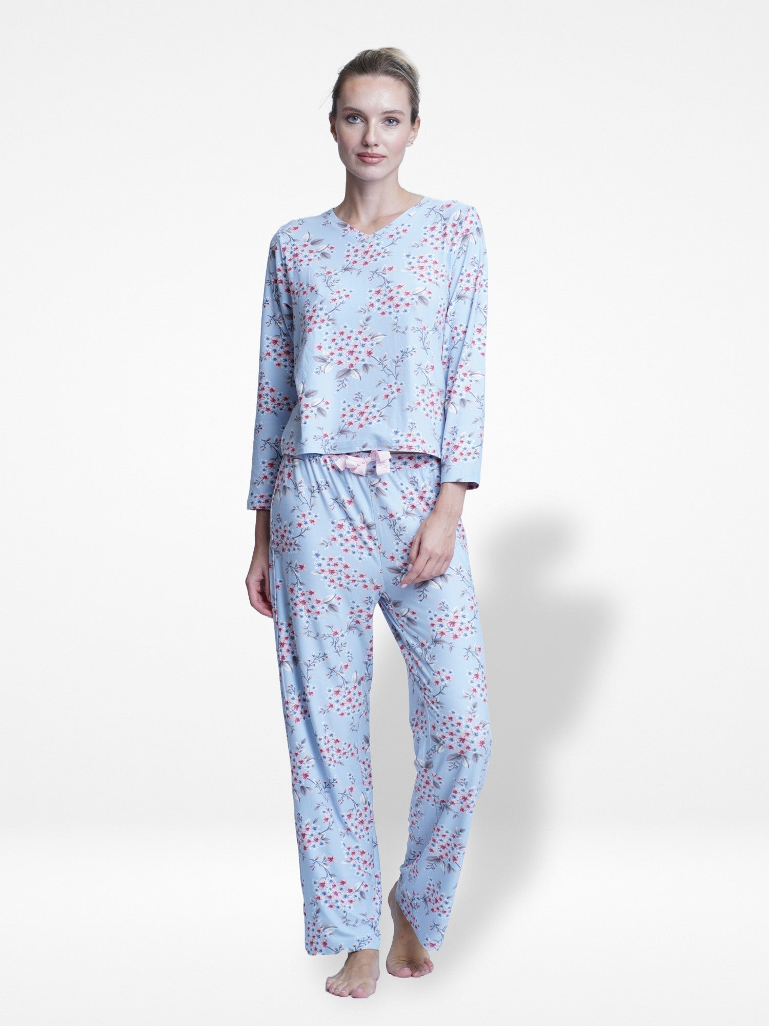 Women's Sleepwear Set Full Sleeve Floral Print Pyjamas, Soft Breathabl
