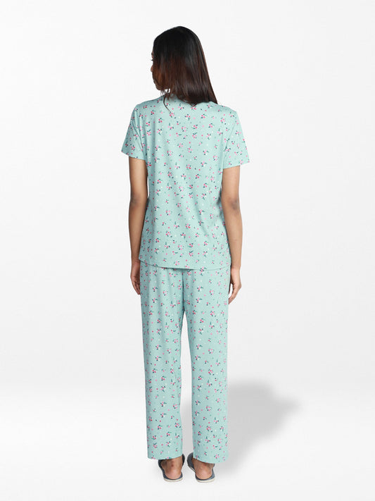 Women’s 2 Piece  All Over Printed Loungewear Set – Short Sleeve Top &amp; Pants | Casual Lounge Outfit, Soft Pajama Set, Summer Sleepwear for Women