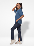 Women Graphics Logo Print T-shirt with Short Sleeves and Round Neck - Inteblu™