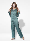 Women's Satin Notch collar & Full Sleeve Sleepwear set |Satin Fabric - Inteblu™