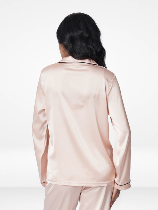 Women's Long Sleeve Satin Pajama Top - Premium Button-Down Nightwear
