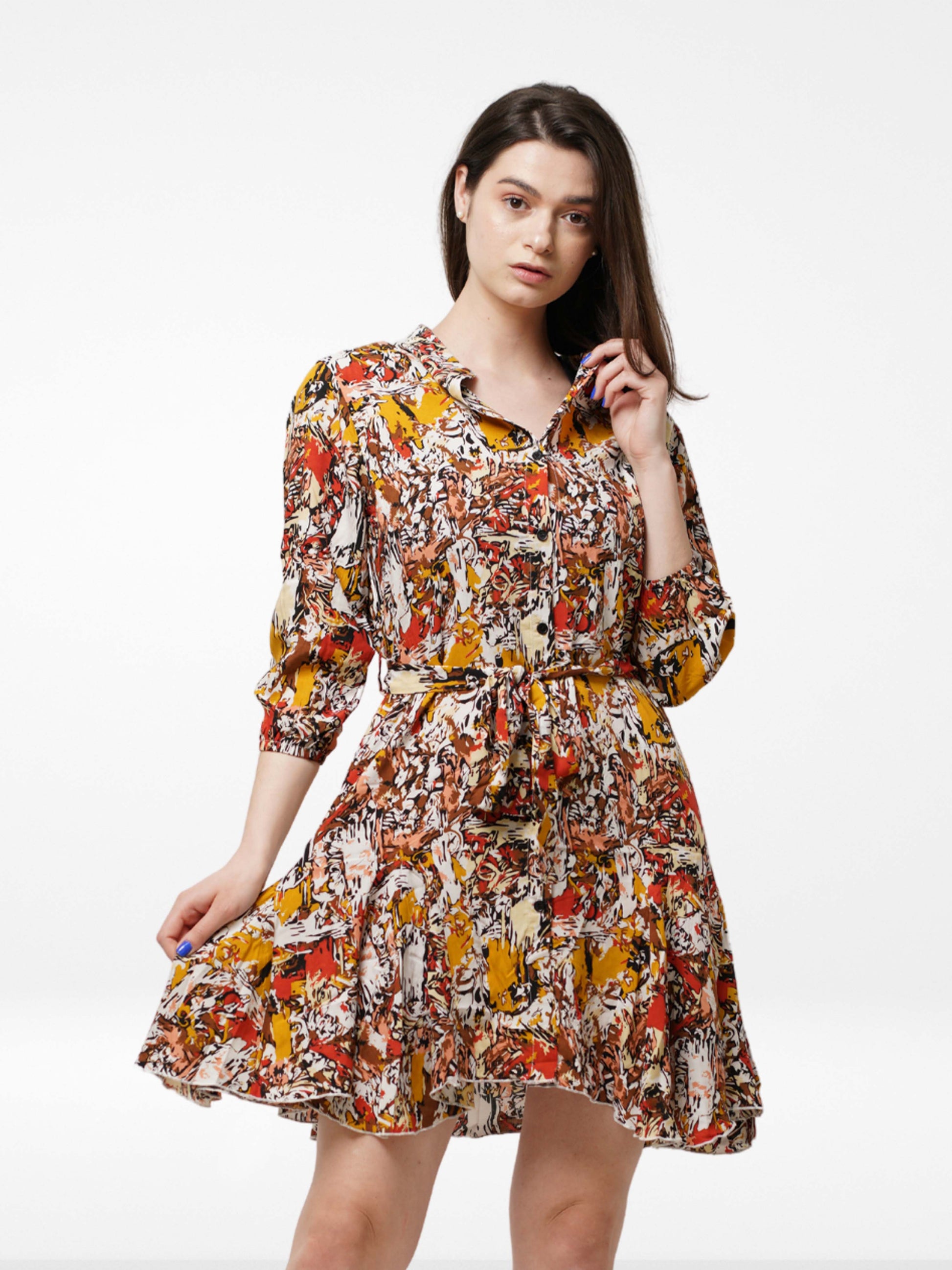 Red Abstract Women's AOP Tops | Floral Tops - Inteblu™