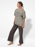 Women Cute Bear Print T-shirt with Short Sleeves and Round Neck - Inteblu™