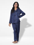 Women's Satin Notch collar & Full Sleeve Sleepwear set |Satin Fabric - Inteblu™