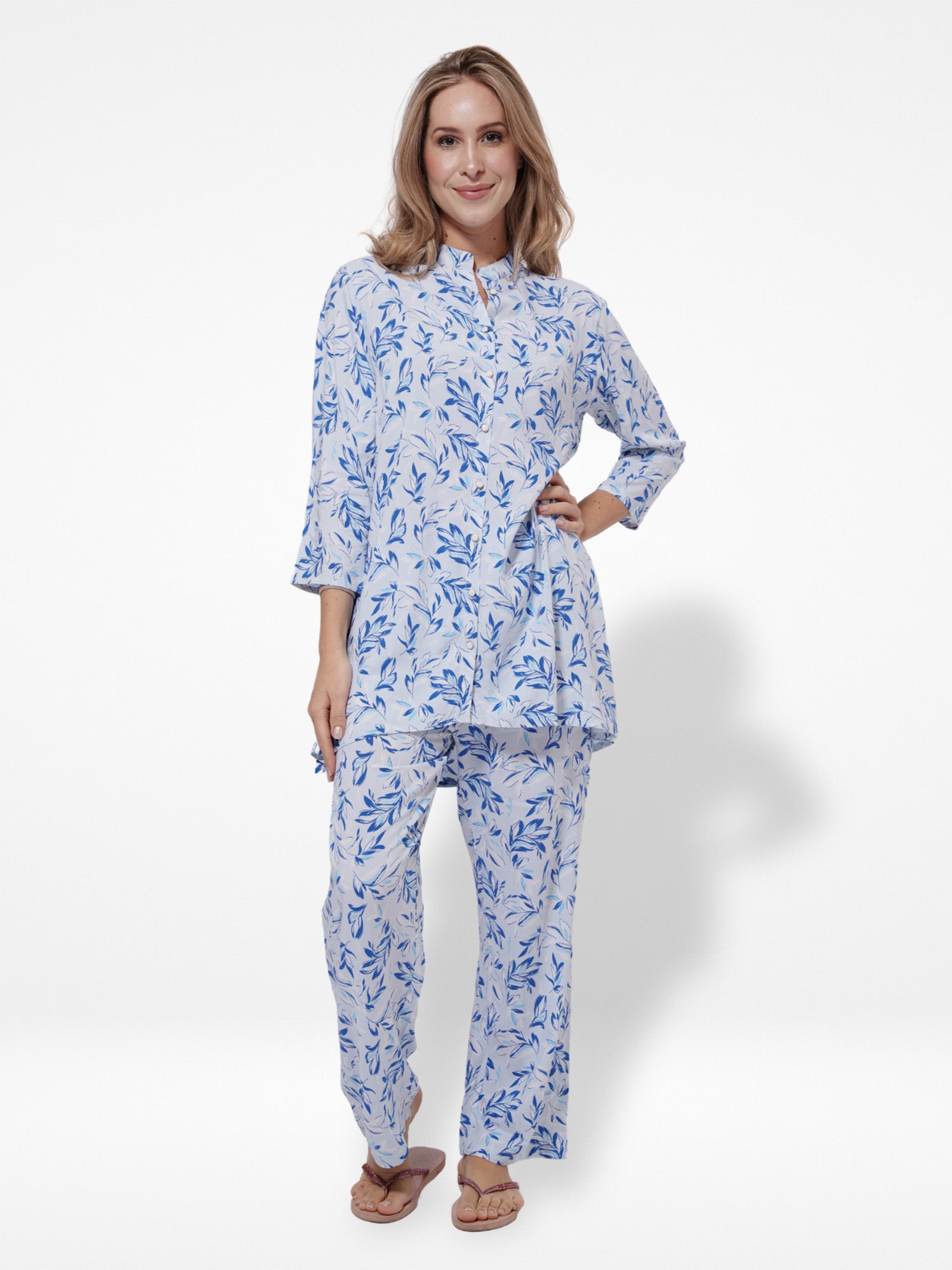 Women Blue Floral Print AOP Co-Ord Set - Inteblu™