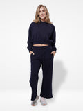 Women Black Hoodies Wide Leg Pants Sweatsuit Lounge Sets - Inteblu™