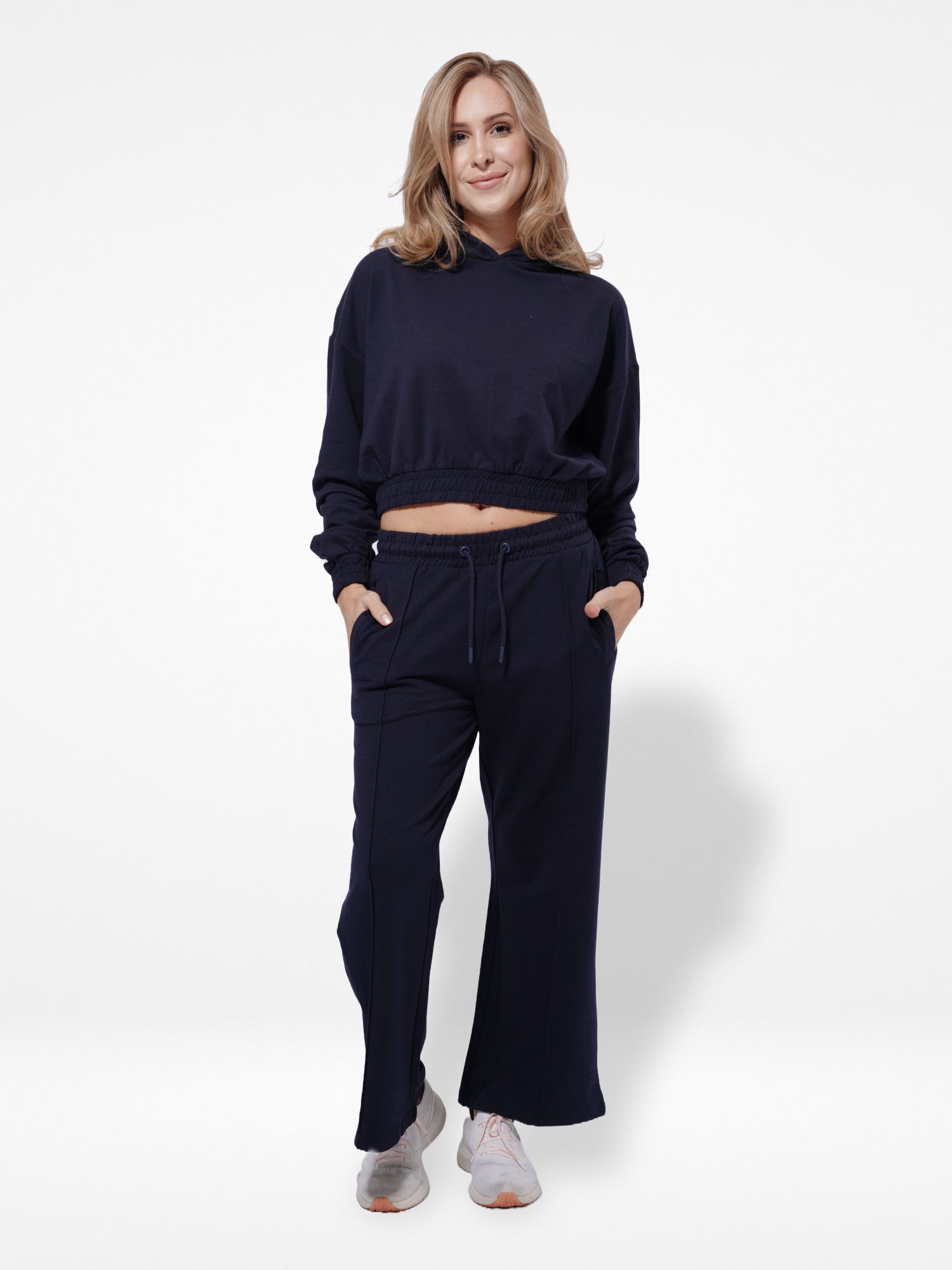 Women Black Hoodies Wide Leg Pants Sweatsuit Lounge Sets - Inteblu™