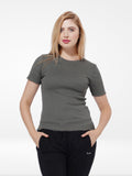 Women OLIVE Rib Short Sleeve T-Shirt - Inteblu™