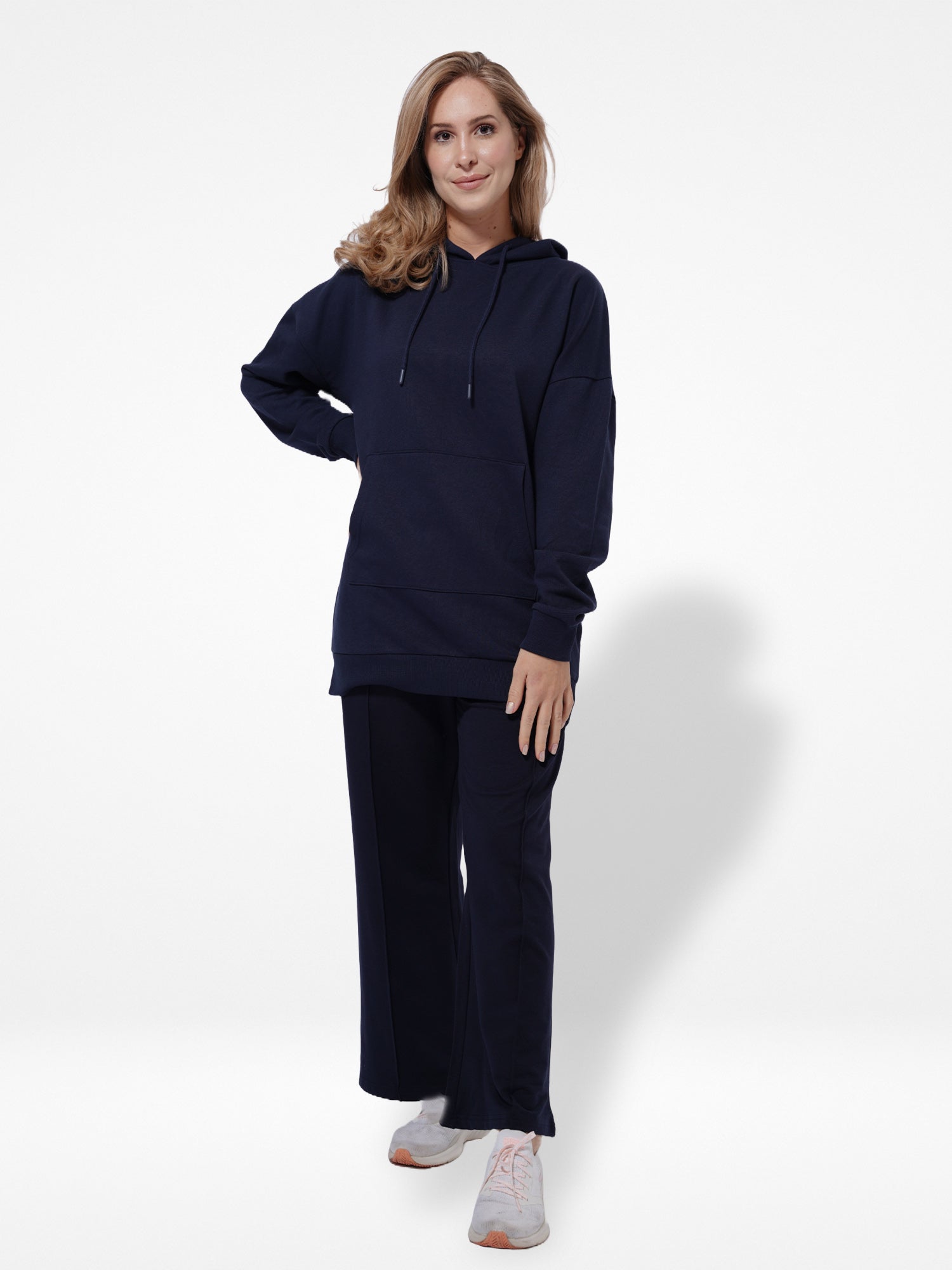 Women Cotton Navy Blue Hoodie - Inteblu™