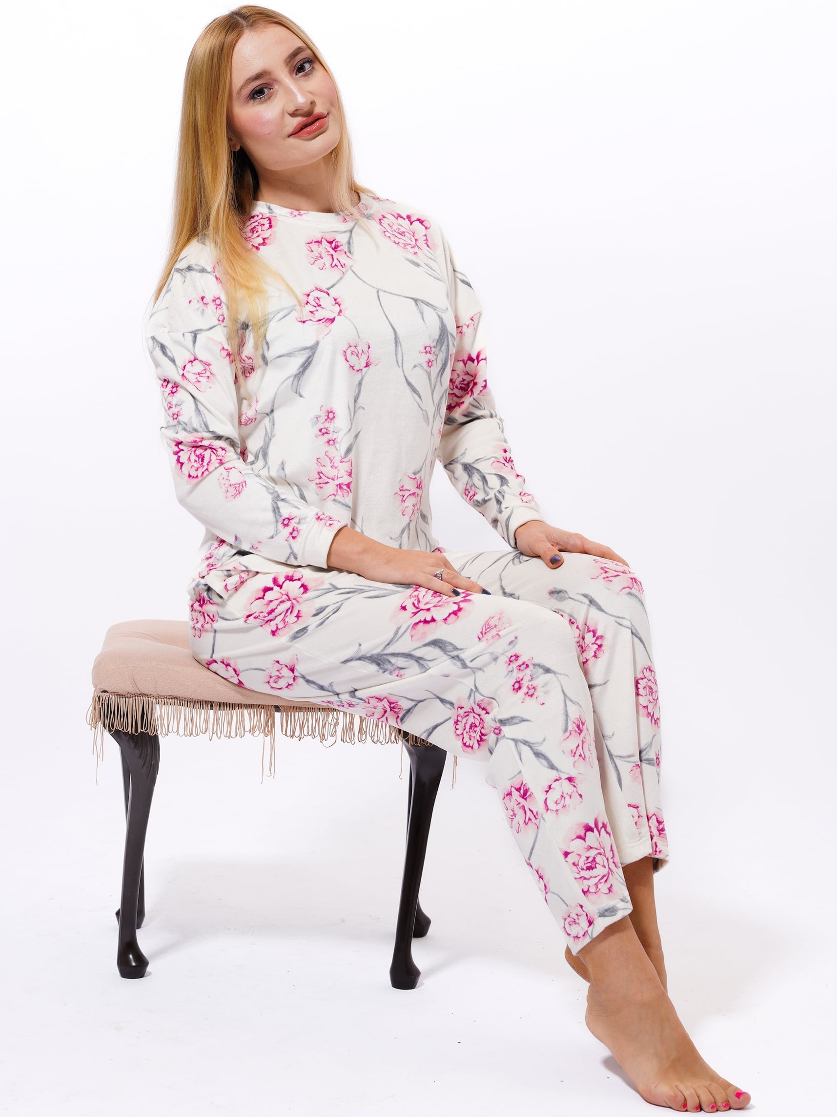 Floral Print Pajamas - Women's Sleepwear Set | CozyPJs - inteblu