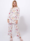 Floral Print Pajamas - Women's Sleepwear Set | Cozy PJ Set - inteblu